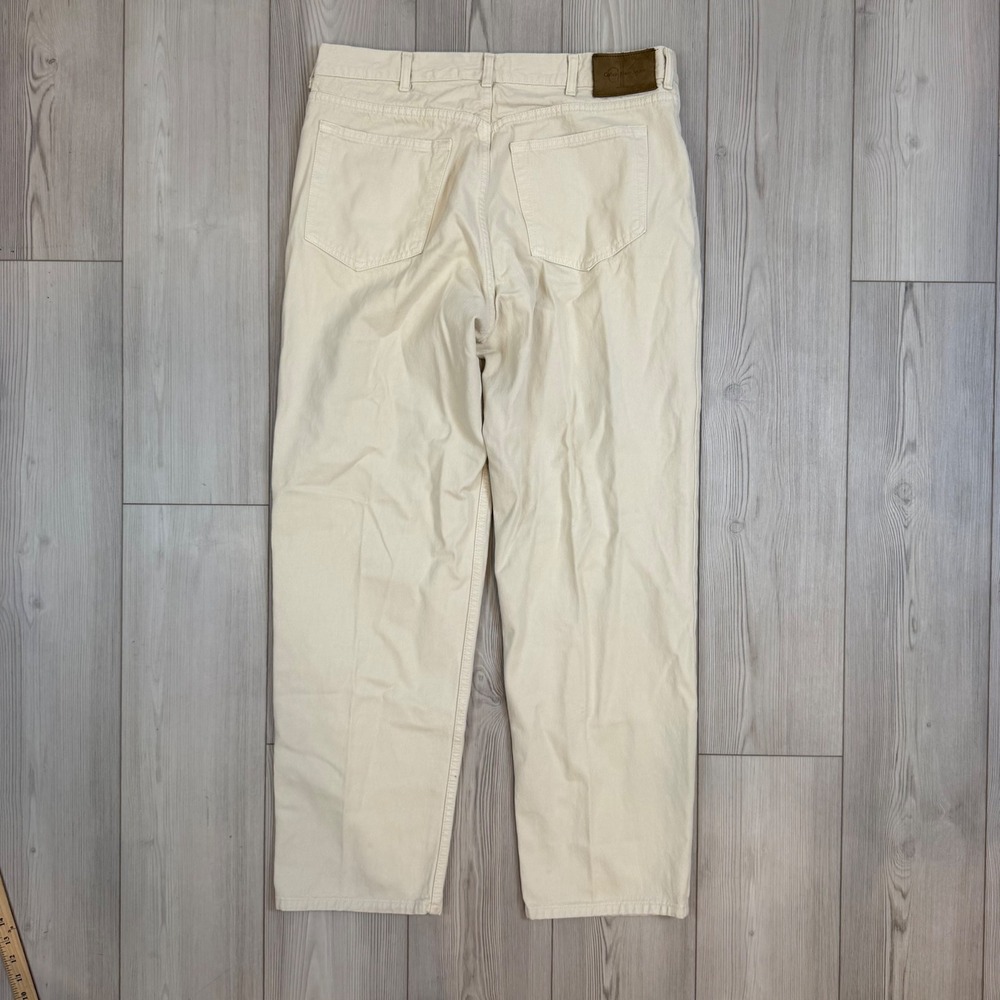 Calvin Klein Jeans Mens 38 Vintage Straight Leg Cream Off White Denim Pants